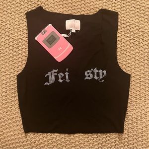 24 HOUR SALE Meshki Feisty Y2K Early 2000s rhinestone shirt new with tags, large